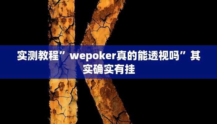 实测教程”wepoker真的能透视吗”其实确实有挂