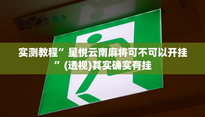 实测教程”星悦云南麻将可不可以开挂”(透视)其实确实有挂