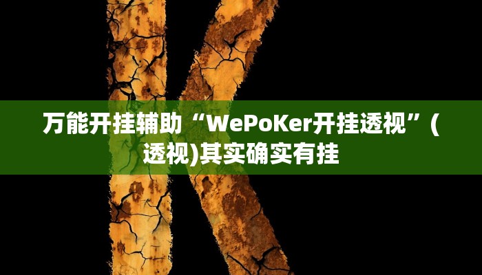 万能开挂辅助“WePoKer开挂透视”(透视)其实确实有挂