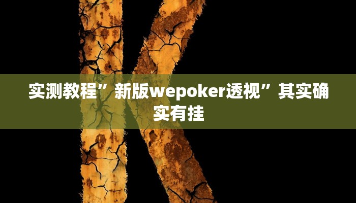 实测教程”新版wepoker透视”其实确实有挂 实测教程”新版wepoker透视”其实确实有挂