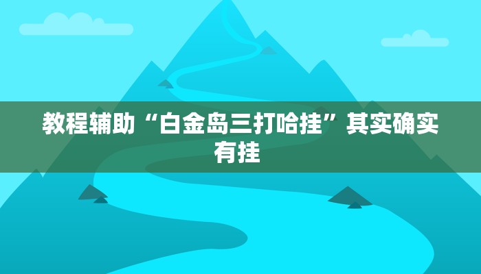 教程辅助“白金岛三打哈挂”其实确实有挂 
